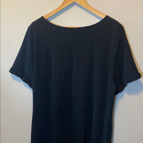 Talbots Midi Dress Women’s XL Black 100% Cotton Short Sleeve Button Detail - Picture 9 of 11